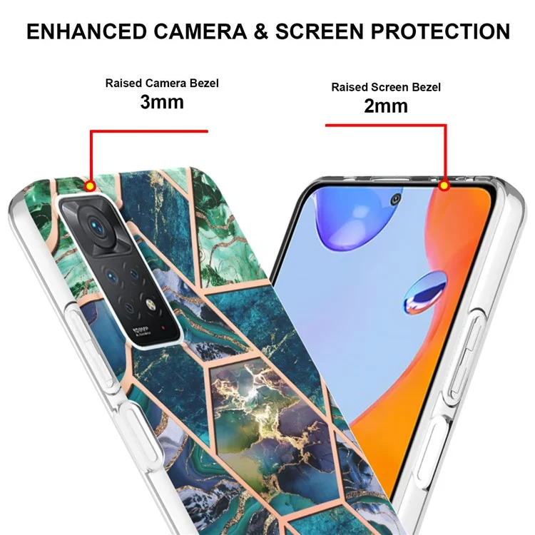 For Xiaomi Redmi Note 11 Pro 4G (Mediatek) / 11 Pro 5G (Qualcomm) / 11 Pro+ 5G (India) / 11E Pro Case Splicing Marble TPU Back Cover - Blue / Green