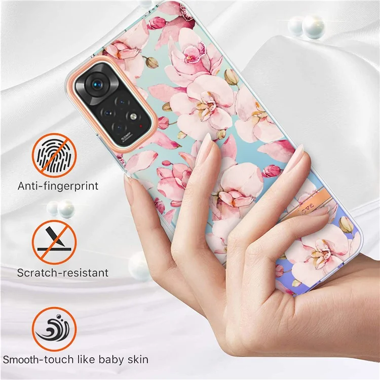 For Xiaomi Redmi Note 11 4G (Qualcomm) / Note 11S 4G Case IMD IML Flower Pattern Electroplated TPU Back Cover - HC005 Pink Gardenia