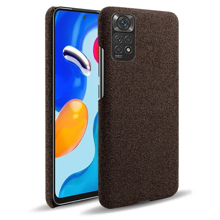 Para Xiaomi Redmi Note 11S 4G/Note 11 4G (Qualcomm) Funda de teléfono resistente a caídas de PC duro con textura de tela de color sólido Funda protectora - Marrón