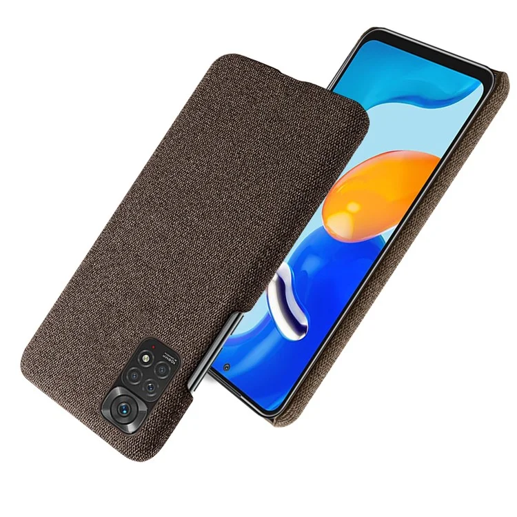 Para Xiaomi Redmi Note 11S 4G/Note 11 4G (Qualcomm) Funda de teléfono resistente a caídas de PC duro con textura de tela de color sólido Funda protectora - Marrón