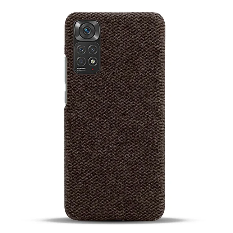 Para Xiaomi Redmi Note 11S 4G/Note 11 4G (Qualcomm) Funda de teléfono resistente a caídas de PC duro con textura de tela de color sólido Funda protectora - Marrón