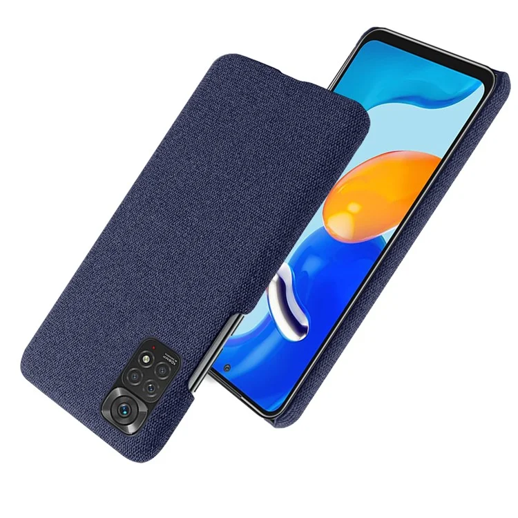 For Xiaomi Redmi Note 11 Pro 4G (MediaTek)/Note 11 Pro 5G (Qualcomm) Hard PC Phone Case Solid Color Cloth Texture Protective Shell - Blue