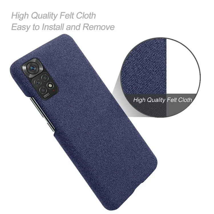For Xiaomi Redmi Note 11 Pro 4G (MediaTek)/Note 11 Pro 5G (Qualcomm) Hard PC Phone Case Solid Color Cloth Texture Protective Shell - Blue
