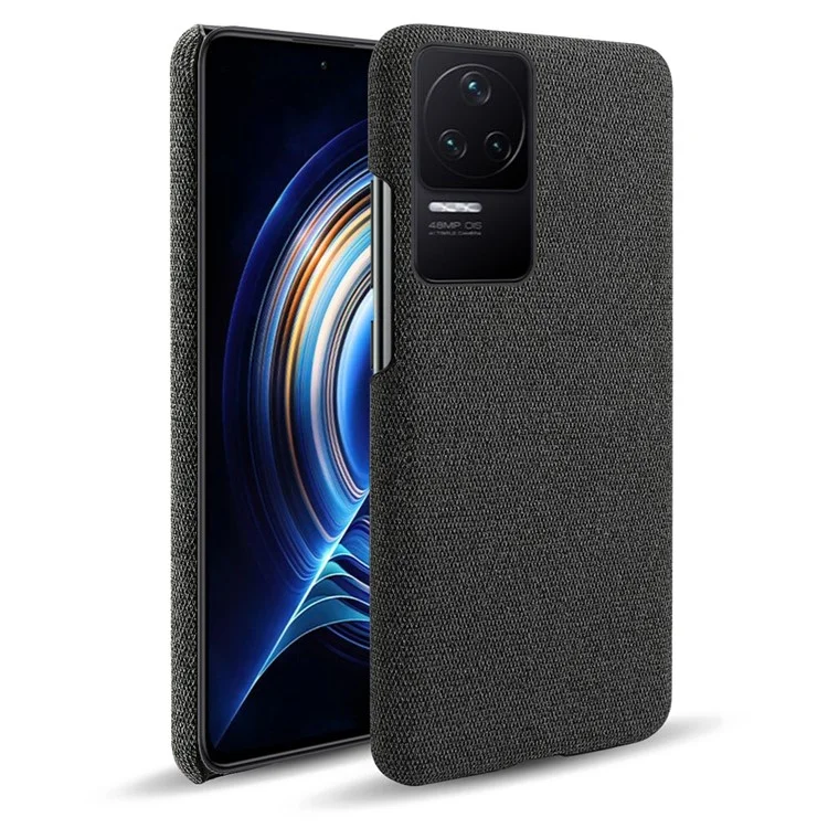 Per Xiaomi Poco F4 5G / Redmi K40S 5G Custodia rigida in PC rivestita in tessuto a colore solido Custodia protettiva anti-caduta per telefono - Nero