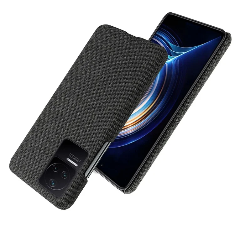 Per Xiaomi Poco F4 5G / Redmi K40S 5G Custodia rigida in PC rivestita in tessuto a colore solido Custodia protettiva anti-caduta per telefono - Nero