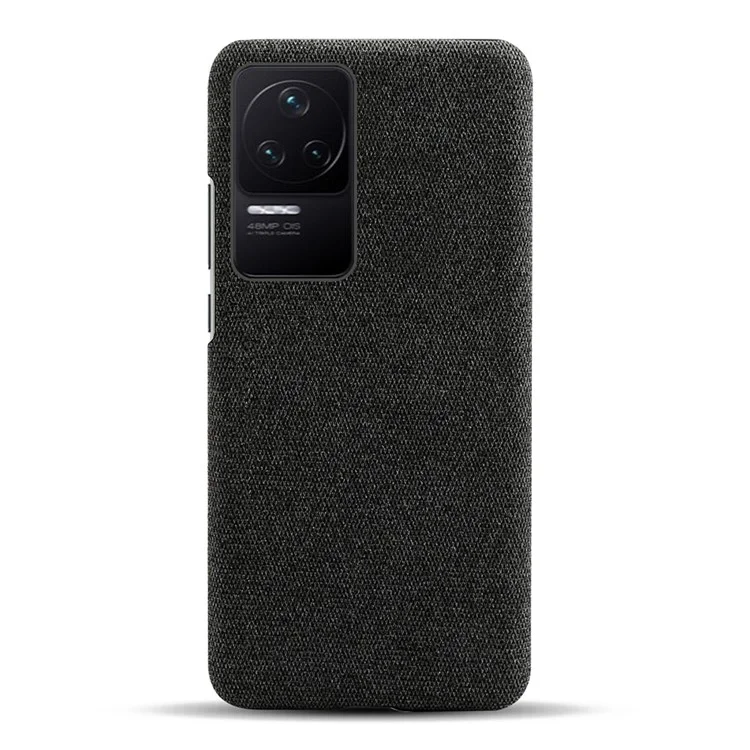 Per Xiaomi Poco F4 5G / Redmi K40S 5G Custodia rigida in PC rivestita in tessuto a colore solido Custodia protettiva anti-caduta per telefono - Nero