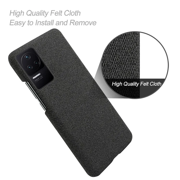 Per Xiaomi Poco F4 5G / Redmi K40S 5G Custodia rigida in PC rivestita in tessuto a colore solido Custodia protettiva anti-caduta per telefono - Nero