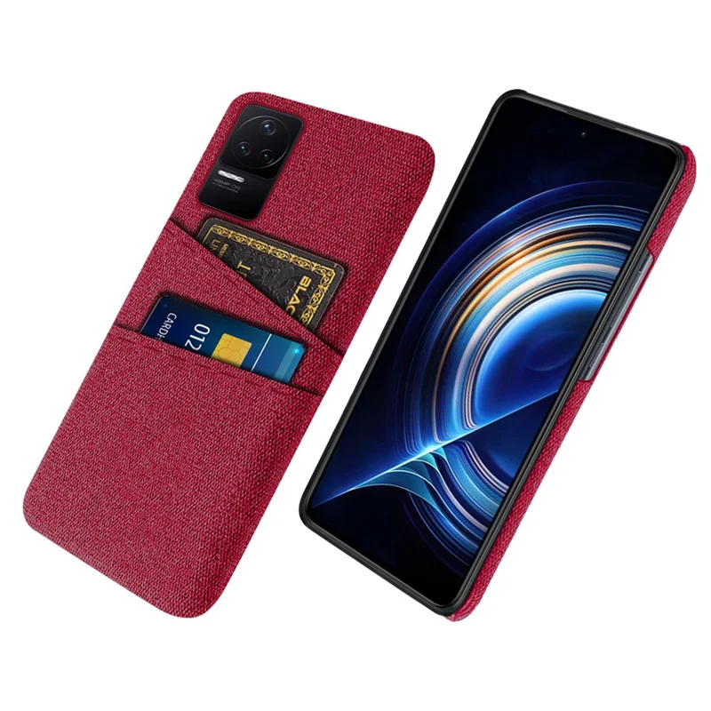 Для Xiaomi Redmi K50 Pro/K50 Текстура Текстуры Многофункциональный Слоты с Двумя Картами, Ткань Мобильного Телефона + пк Обратная Крышка - Красный