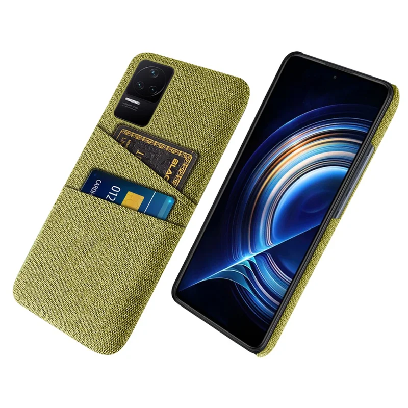 Para Xiaomi Redmi K50 Pro/K50 Textura de Tela Multifunción Ranuras de Tarjetas Duales Cajátorate Cambia + Teléfono PC Tapa Trasera - Amarillo