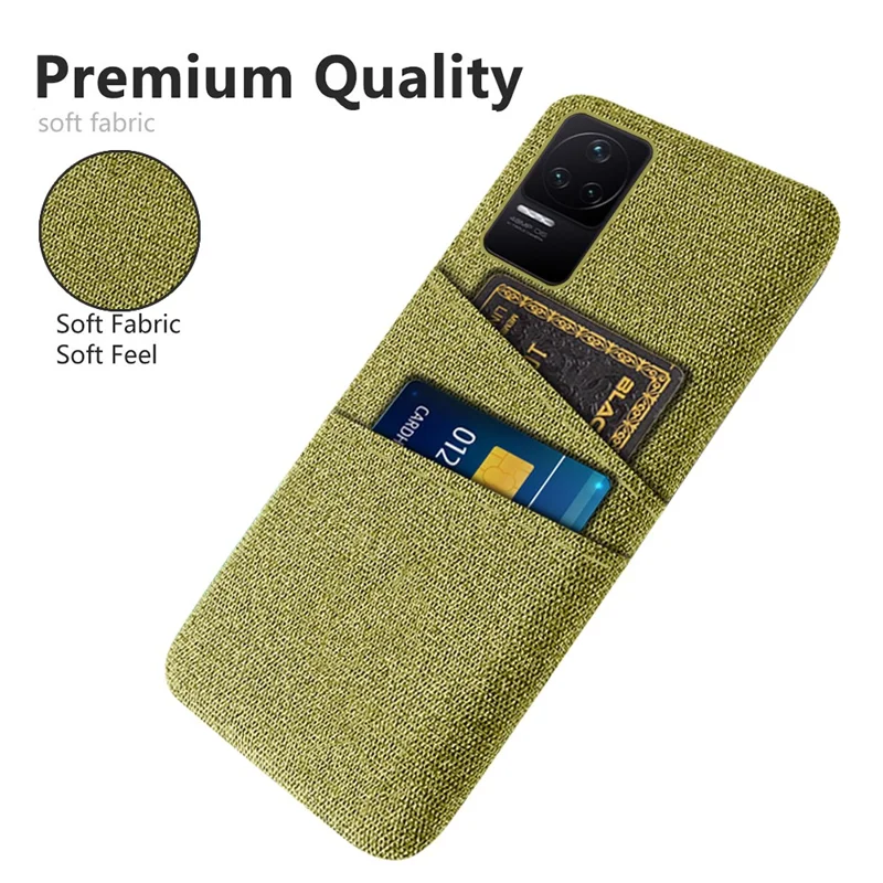 Para Xiaomi Redmi K50 Pro/K50 Textura de Tela Multifunción Ranuras de Tarjetas Duales Cajátorate Cambia + Teléfono PC Tapa Trasera - Amarillo