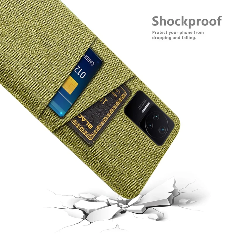 Para Xiaomi Redmi K50 Pro/K50 Textura de Tela Multifunción Ranuras de Tarjetas Duales Cajátorate Cambia + Teléfono PC Tapa Trasera - Amarillo