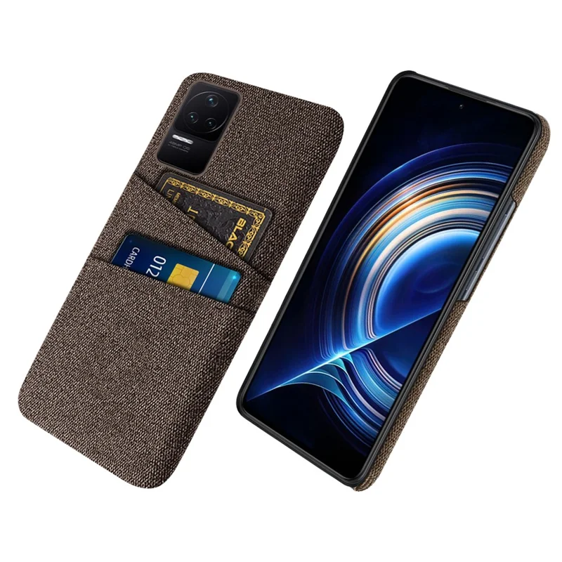 Для Xiaomi Redmi K50 Pro/K50 Текстура Текстуры Многофункциональный Слоты с Двумя Картами, Ткань Мобильного Телефона + пк Обратная Крышка - Коричневый