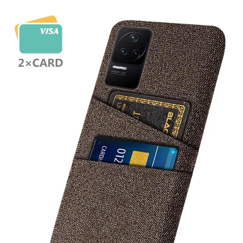 Для Xiaomi Redmi K50 Pro/K50 Текстура Текстуры Многофункциональный Слоты с Двумя Картами, Ткань Мобильного Телефона + пк Обратная Крышка - Коричневый