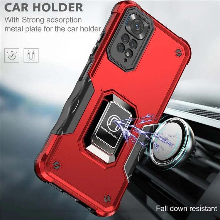 Pour Xiaomi Redmi Note 11 Pro 4G (mediatek) / Redmi Note 11 Pro 5G (Qualcomm) Drop-bif-hard PC Soft TPU Hybride Rotatif Kickstand Design Case de Téléphone - Vert Clair