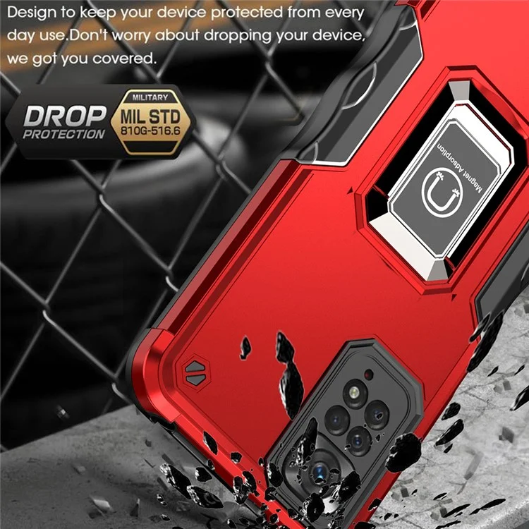 Pour Xiaomi Redmi Note 11 Pro 4G (mediatek) / Redmi Note 11 Pro 5G (Qualcomm) Drop-bif-hard PC Soft TPU Hybride Rotatif Kickstand Design Case de Téléphone - Vert Clair