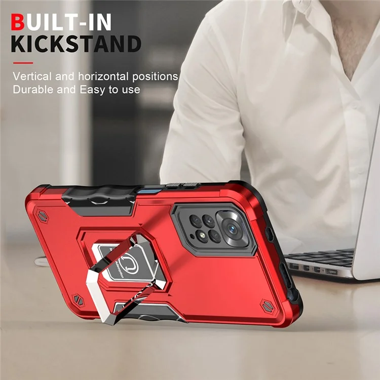 Pour Xiaomi Redmi Note 11 Pro 4G (mediatek) / Redmi Note 11 Pro 5G (Qualcomm) Drop-bif-hard PC Soft TPU Hybride Rotatif Kickstand Design Case de Téléphone - Vert Clair