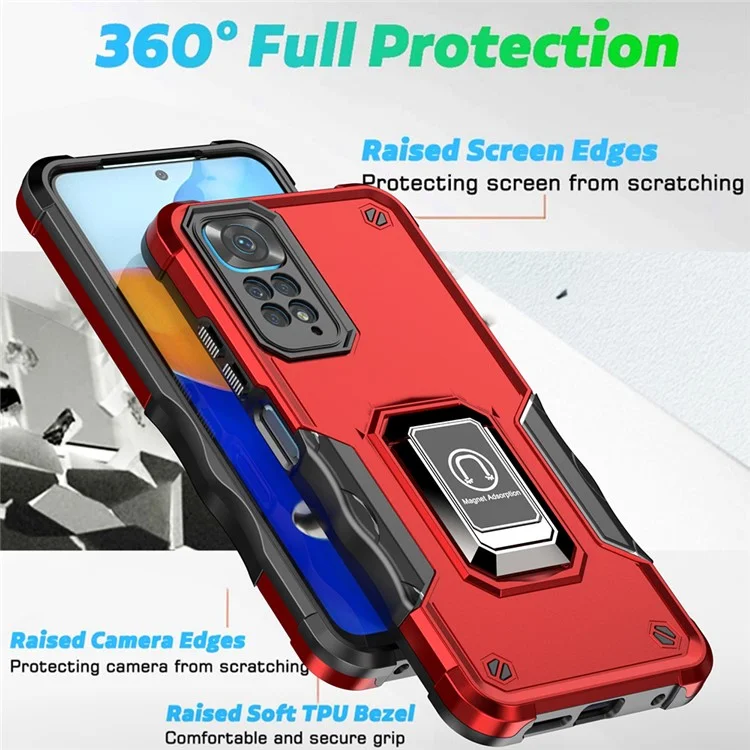 Pour Xiaomi Redmi Note 11 Pro 4G (mediatek) / Redmi Note 11 Pro 5G (Qualcomm) Drop-bif-hard PC Soft TPU Hybride Rotatif Kickstand Design Case de Téléphone - Vert Clair