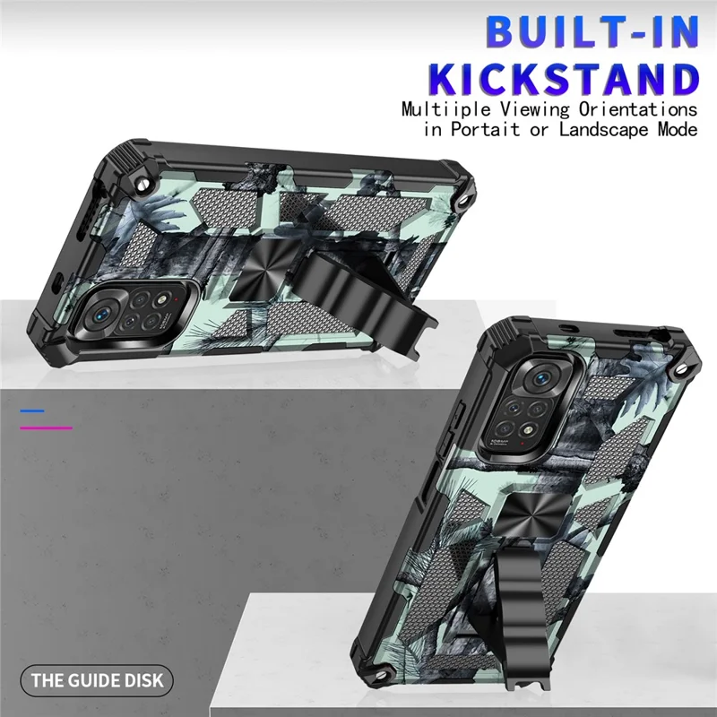 Pour Xiaomi Redmi Note 11S 4G / Note 11 4G (Qualcomm) Affaire de Choc Slim Protecteur Military Grade Armor Hybrid pc + Tpu Couverture Avec Kickstand - Bleu Foncé