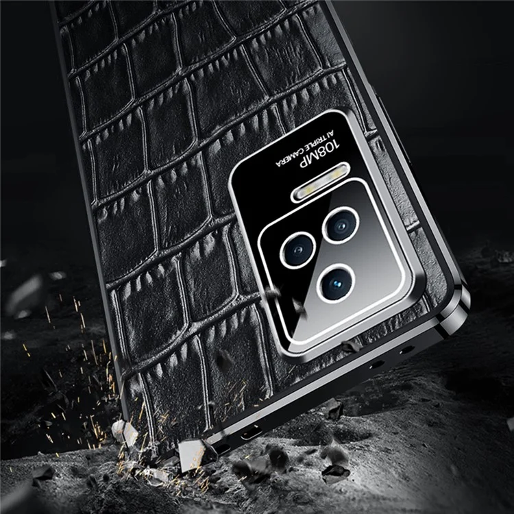Para Xiaomi Redmi K50 Pro/K50 Caixa de Textura de Crocodilo - Preto