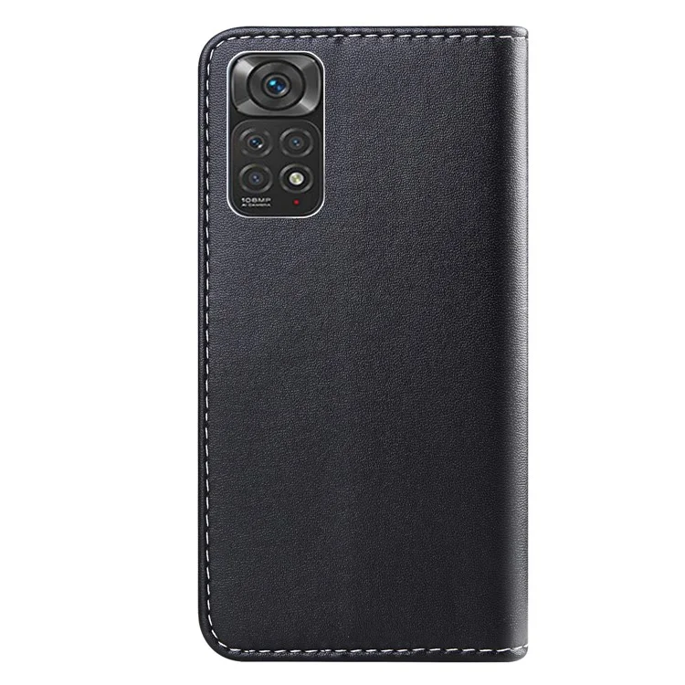 Three-color Splicing Leather Cover for Xiaomi Redmi Note 11S 4G/Redmi Note 11 4G (Qualcomm), Wallet Stand Design - Black/White/Grey