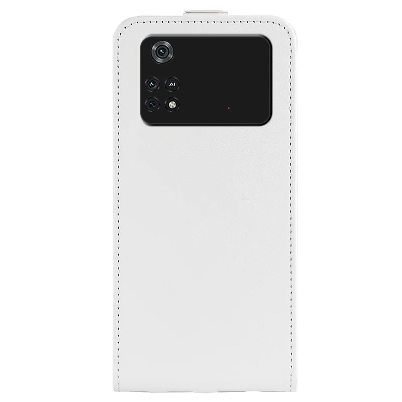 Caixa de Couro Vertical Para Xiaomi Poco M4 Pro 4G, Crazy Horse Horse Texture Holder - Branco