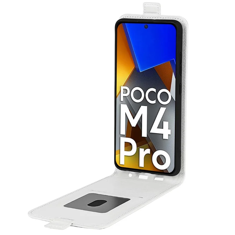 Caixa de Couro Vertical Para Xiaomi Poco M4 Pro 4G, Crazy Horse Horse Texture Holder - Branco