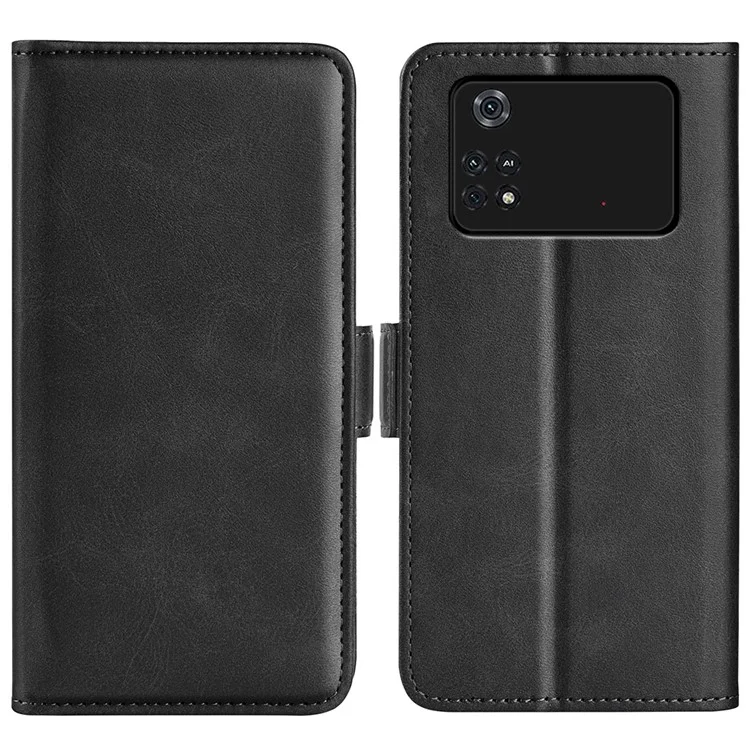 Für Xiaomi Poco M4 Pro 4G Textured PU Leder Phone Hülle Ballet Magnetic Clasp Shell Shell - Schwarz