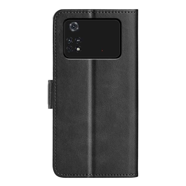 Für Xiaomi Poco M4 Pro 4G Textured PU Leder Phone Hülle Ballet Magnetic Clasp Shell Shell - Schwarz