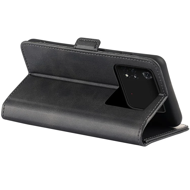 Für Xiaomi Poco M4 Pro 4G Textured PU Leder Phone Hülle Ballet Magnetic Clasp Shell Shell - Schwarz