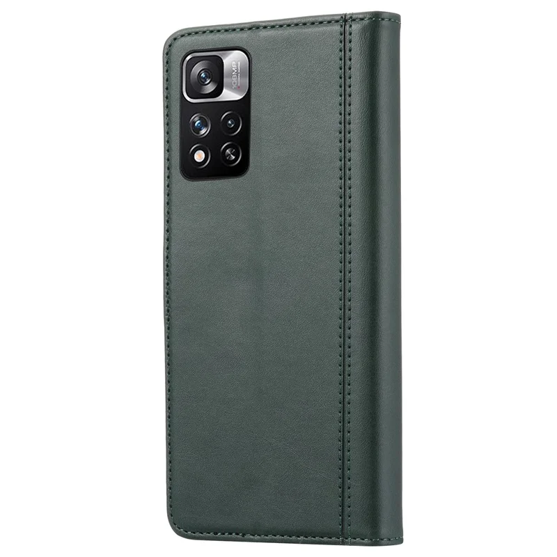 För Xiaomi Redmi Note 11 4G (Qualcomm)/Note 11S 4G Yttre Ficka Affärsstil Läderfodral - Grön