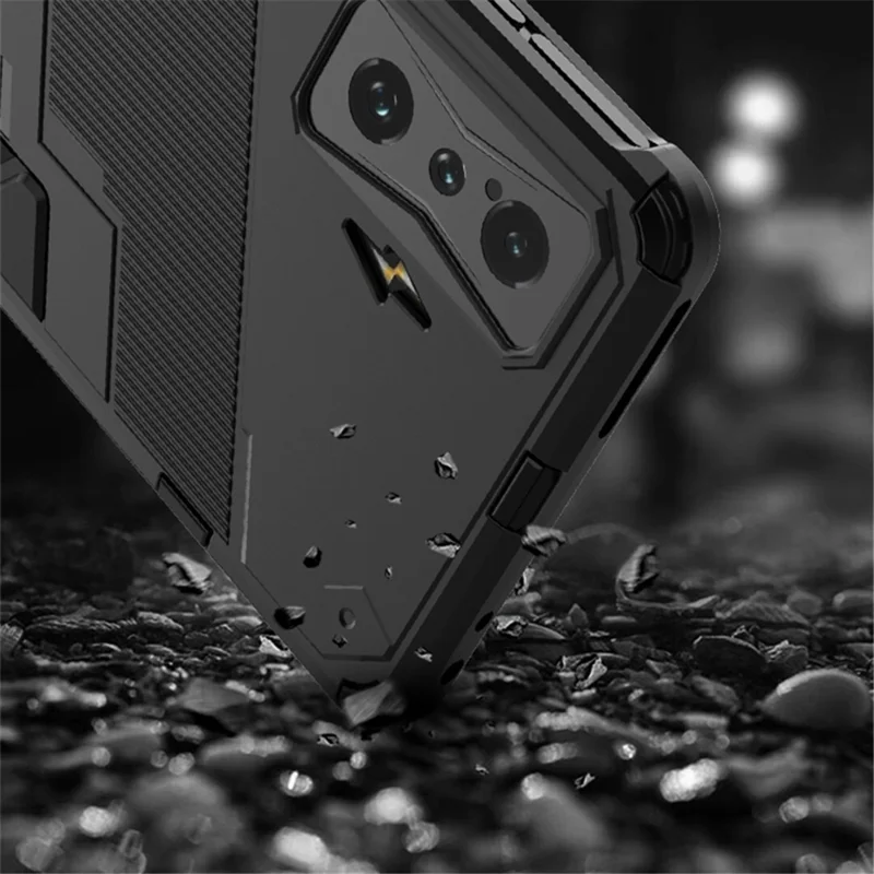 For Xiaomi Poco F4 GT / Redmi K50 Gaming Hard PC + Soft TPU Shockproof Mobile Phone Case Kickstand Cover - Orange