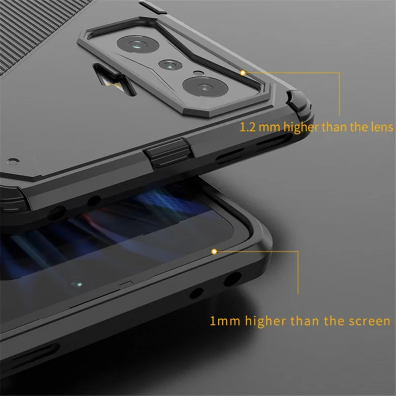 For Xiaomi Poco F4 GT / Redmi K50 Gaming Hard PC + Soft TPU Shockproof Mobile Phone Case Kickstand Cover - Orange