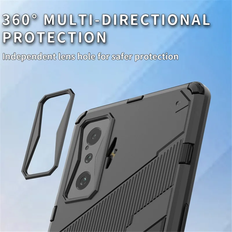 For Xiaomi Poco F4 GT / Redmi K50 Gaming Hard PC + Soft TPU Shockproof Mobile Phone Case Kickstand Cover - Orange