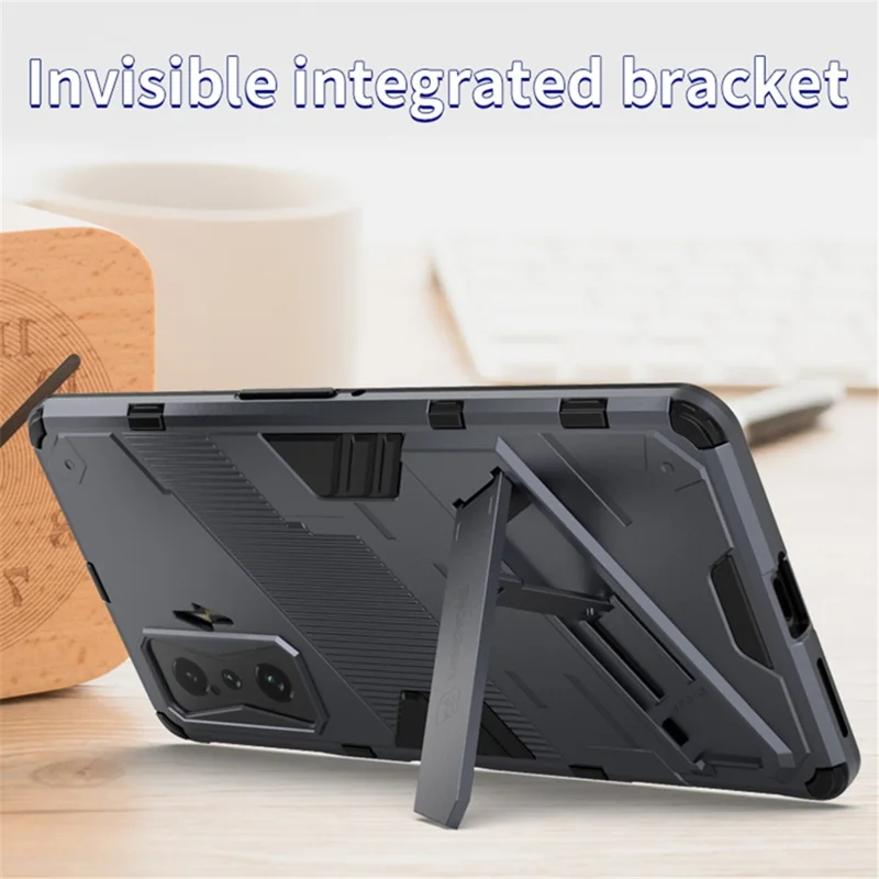 For Xiaomi Poco F4 GT / Redmi K50 Gaming Hard PC + Soft TPU Shockproof Mobile Phone Case Kickstand Cover - Orange