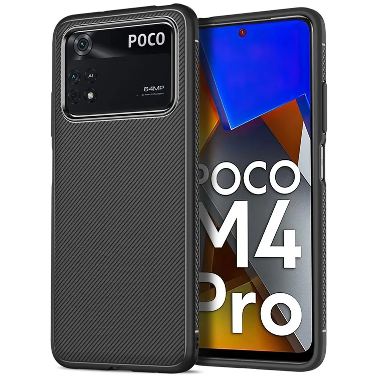 Jazz Series Twill Textur TPU-Hülle für Xiaomi Poco M4 Pro, kratzfeste Handyhülle - Schwarz