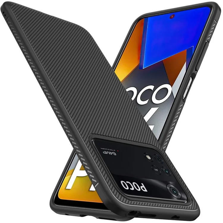 Jazz Series Twill Textur TPU-Hülle für Xiaomi Poco M4 Pro, kratzfeste Handyhülle - Schwarz