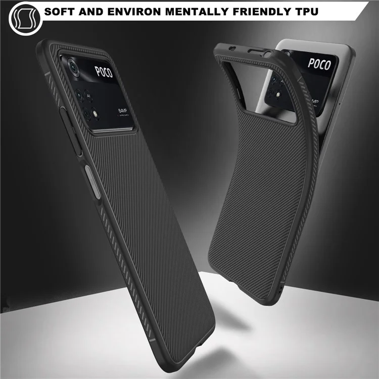 Jazz Series Twill Textur TPU-Hülle für Xiaomi Poco M4 Pro, kratzfeste Handyhülle - Schwarz
