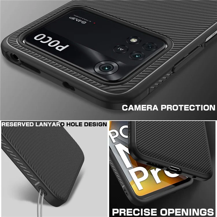 Jazz Series Twill Textur TPU-Hülle für Xiaomi Poco M4 Pro, kratzfeste Handyhülle - Schwarz