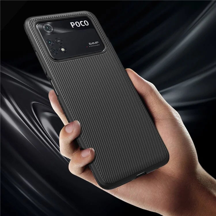 Jazz Series Twill Textur TPU-Hülle für Xiaomi Poco M4 Pro, kratzfeste Handyhülle - Schwarz