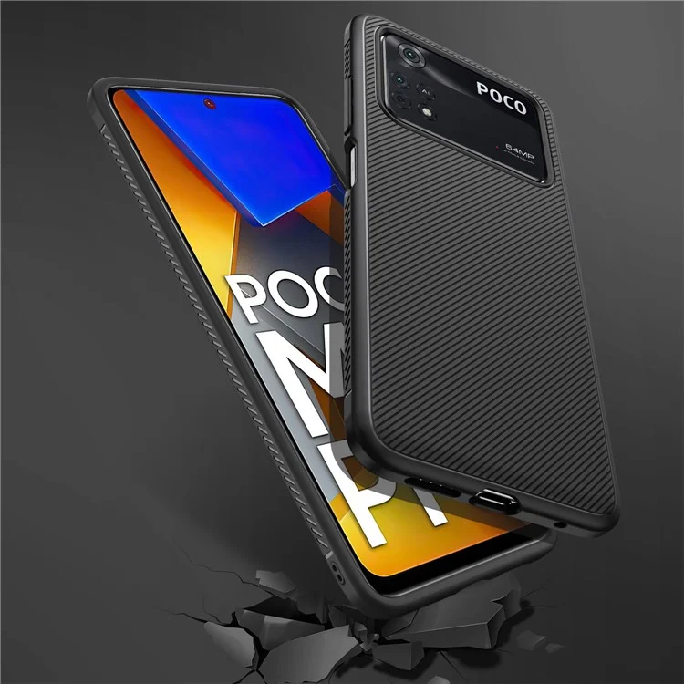 Jazz Series Twill Textur TPU-Hülle für Xiaomi Poco M4 Pro, kratzfeste Handyhülle - Schwarz