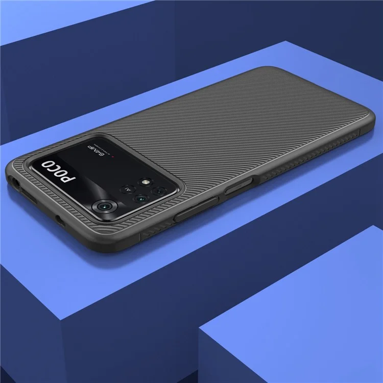 Jazz Series Twill Textur TPU-Hülle für Xiaomi Poco M4 Pro, kratzfeste Handyhülle - Schwarz