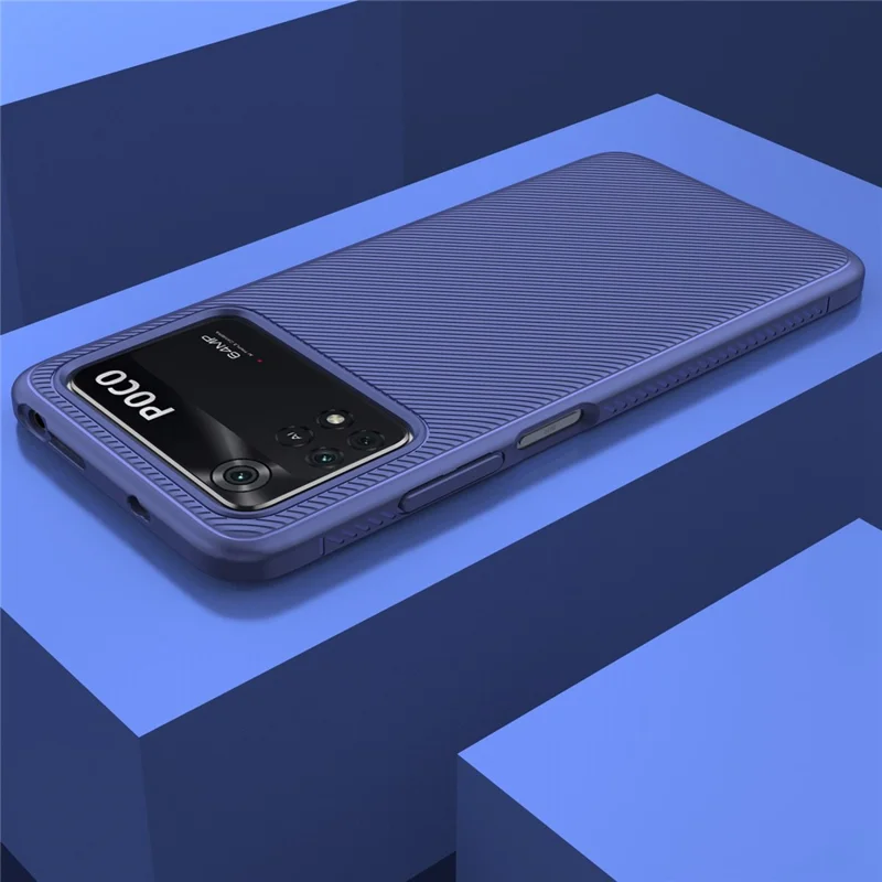 Jazz Series Twill Texture TPU Case for Xiaomi Poco M4 Pro, Scratch-resistant Mobile Phone Cover - Blue