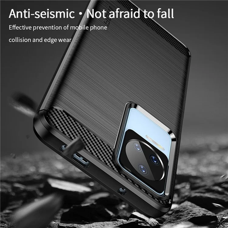 MOFI JK TPU Series-1 for Xiaomi Redmi K50/Redmi K50 Pro Flexible TPU Soft Skin Phone Case Shock-Absorption Brushed Surface Carbon Fiber Protective Cover - Black