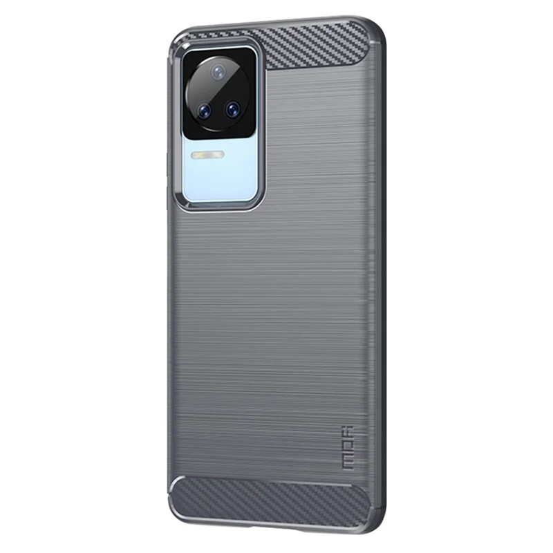 Mofi JK Tpu-serie-1 Für Xiaomi Redmi K50/Redmi K50 Pro Flexible TPU Weichhaut Phone Hülle Schockabsorption Gebürstete Oberfläche Kohlefaser Schutzabdeckung - Grau
