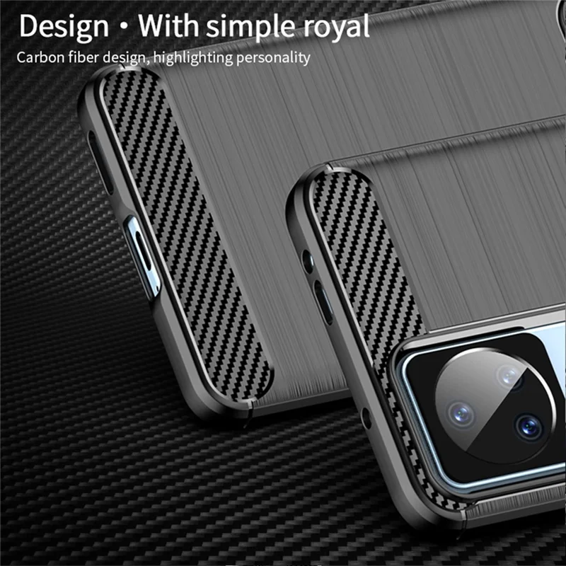 Mofi JK Tpu-serie-1 Für Xiaomi Redmi K50/Redmi K50 Pro Flexible TPU Weichhaut Phone Hülle Schockabsorption Gebürstete Oberfläche Kohlefaser Schutzabdeckung - Grau