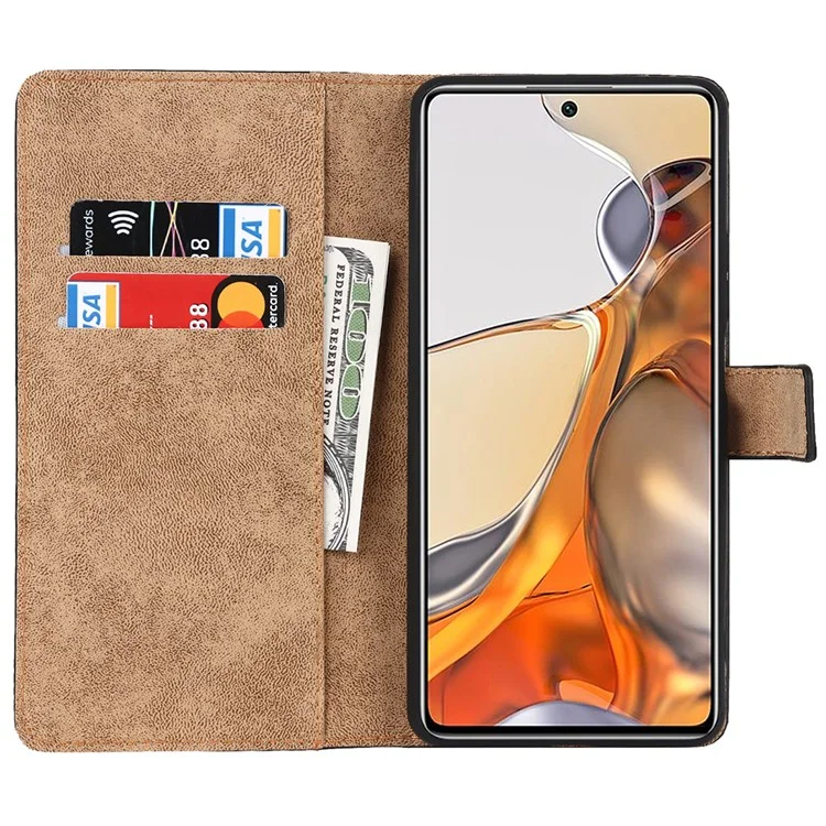 Genuine Leather Wallet Stand Phone Case for Xiaomi 11T/11T Pro, Cell Phone Flip Cover Stand Phone Shell
