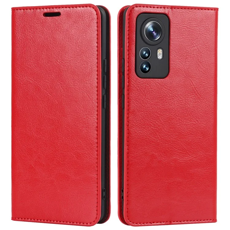 Оригинальный кожаный чехол для Xiaomi 12 Pro 5G/12S Pro 5G/12 Pro (Dimensity) 5G, противоударный бумажник со стойкой, текстура "Crazy Horse" - Красный