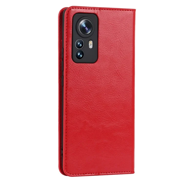 Оригинальный кожаный чехол для Xiaomi 12 Pro 5G/12S Pro 5G/12 Pro (Dimensity) 5G, противоударный бумажник со стойкой, текстура "Crazy Horse" - Красный