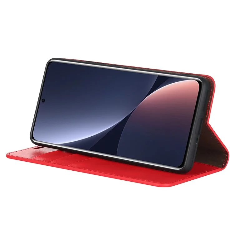 Оригинальный кожаный чехол для Xiaomi 12 Pro 5G/12S Pro 5G/12 Pro (Dimensity) 5G, противоударный бумажник со стойкой, текстура "Crazy Horse" - Красный