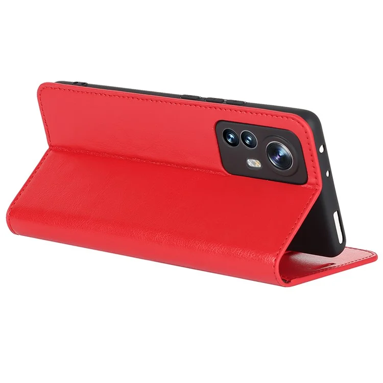 Оригинальный кожаный чехол для Xiaomi 12 Pro 5G/12S Pro 5G/12 Pro (Dimensity) 5G, противоударный бумажник со стойкой, текстура "Crazy Horse" - Красный